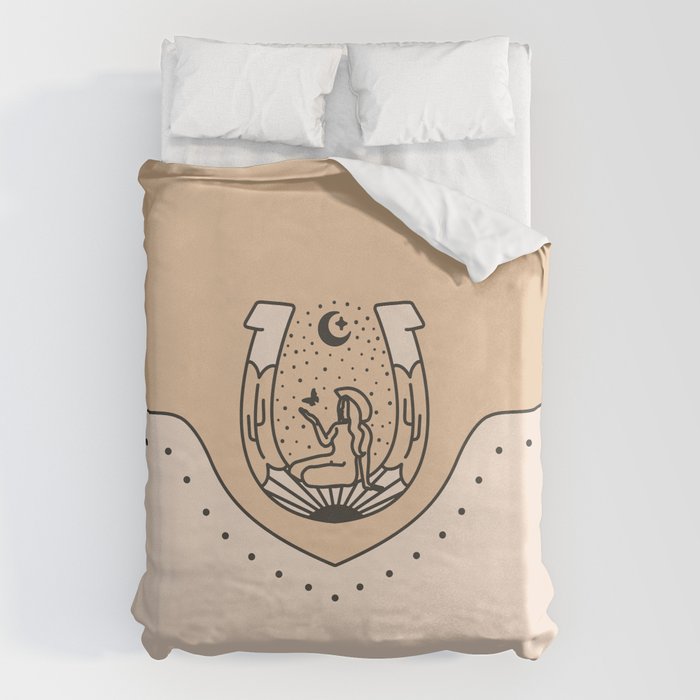 Good Fortune Gal - Neutral & Black Duvet Cover Gallery Image 1