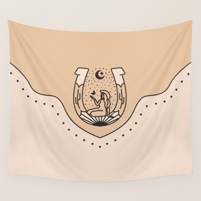 Good Fortune Gal - Neutral & Black Wall Tapestry Gallery Image 4