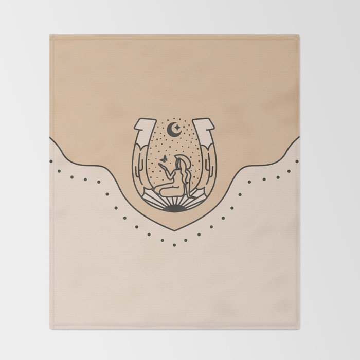 Good Fortune Gal - Neutral & Black Throw Blanket Gallery Image 2