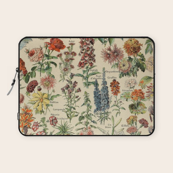 French Vintage Flowers Chart Adolphe Millot Fleurs Larousse Pour Tous Funky Cozy Boho Maximalist Laptop Sleeve Gallery Image 1