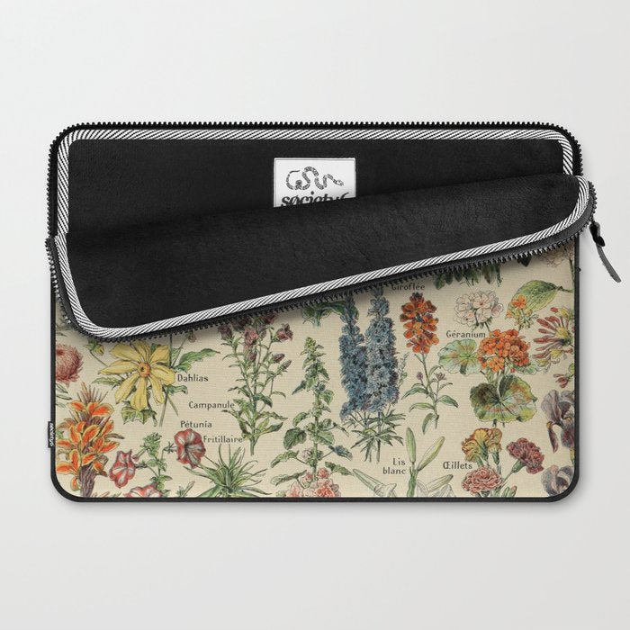 French Vintage Flowers Chart Adolphe Millot Fleurs Larousse Pour Tous Funky Cozy Boho Maximalist Laptop Sleeve Gallery Image 2