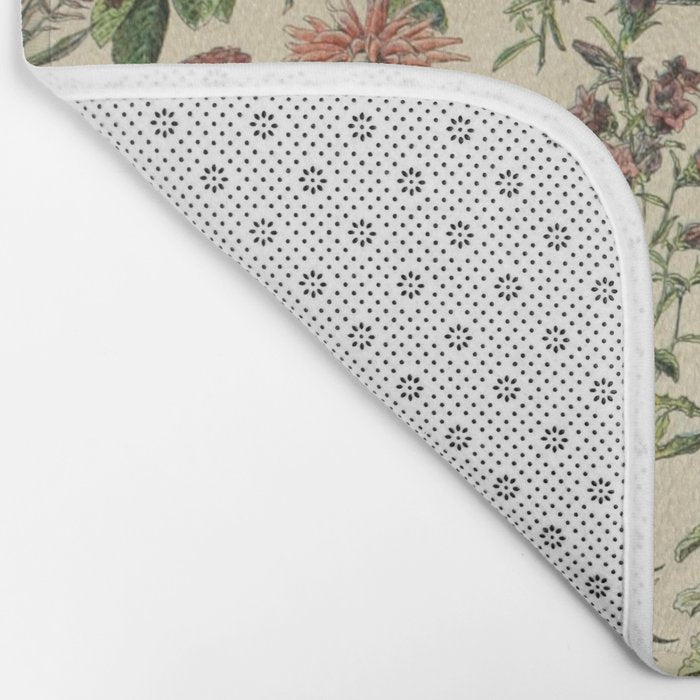 French Vintage Flowers Chart Adolphe Millot Fleurs Larousse Pour Tous Funky Cozy Boho Maximalist Bath Mat Gallery Image 2