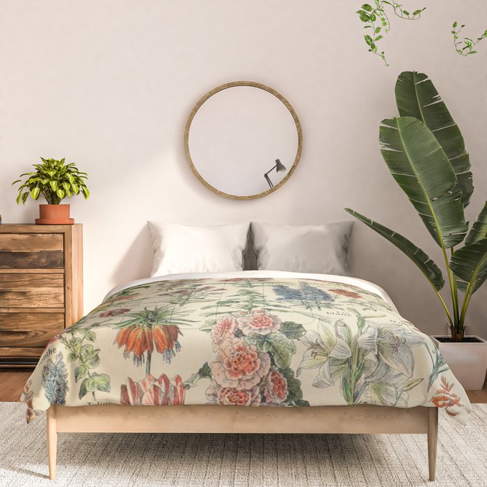 French Vintage Flowers Chart Adolphe Millot Fleurs Larousse Pour Tous Funky Cozy Boho Maximalist Comforter Gallery Image 3