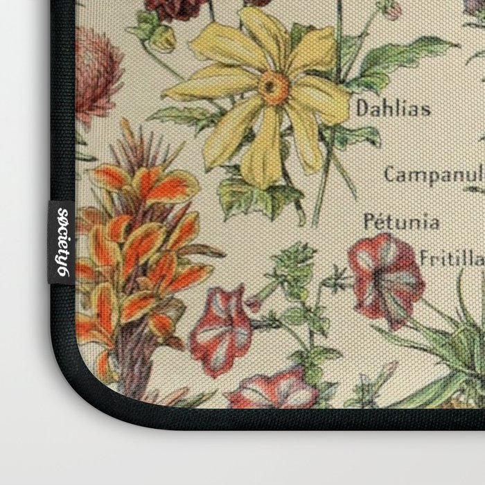 French Vintage Flowers Chart Adolphe Millot Fleurs Larousse Pour Tous Funky Cozy Boho Maximalist Laptop Sleeve Gallery Image 3