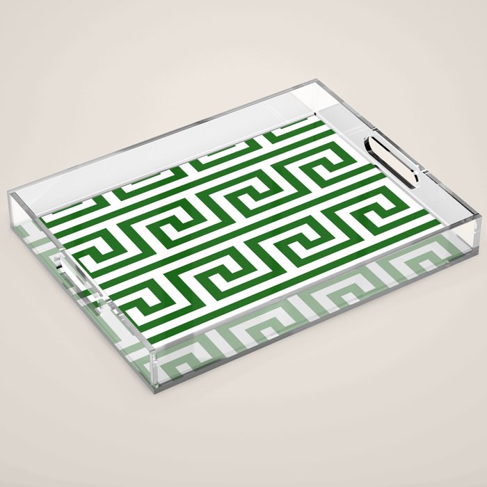 Dark Emerald Greek Key Acrylic Tray Gallery Image 1