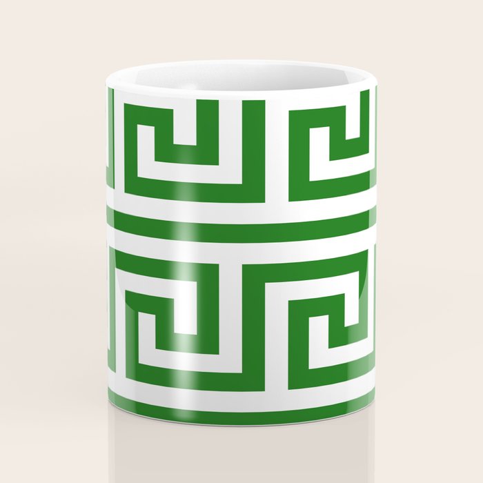 Dark Emerald Greek Key Coffee Mug Gallery Image 4