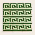 Dark Emerald Greek Key Wood Wall Art Gallery Image 1