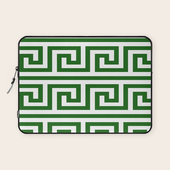 Dark Emerald Greek Key Laptop Sleeve Gallery Image 1