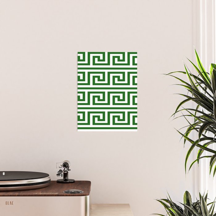Dark Emerald Greek Key Poster Gallery Image 2