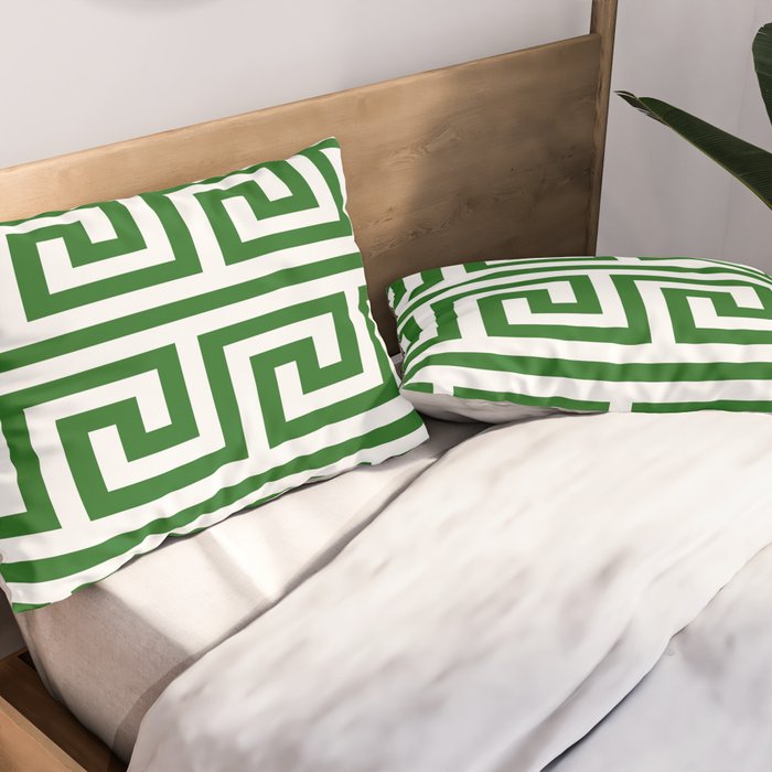 Dark Emerald Greek Key Pillow Sham Gallery Image 2