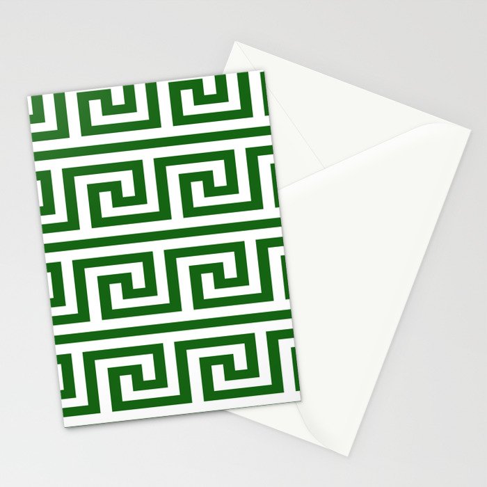 Dark Emerald Greek Key Stationery Card Gallery Image 2