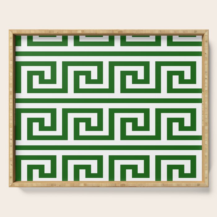 Dark Emerald Greek Key Serving Tray Gallery Image 1