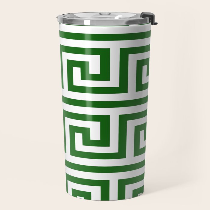 Dark Emerald Greek Key Travel Mug Gallery Image 2