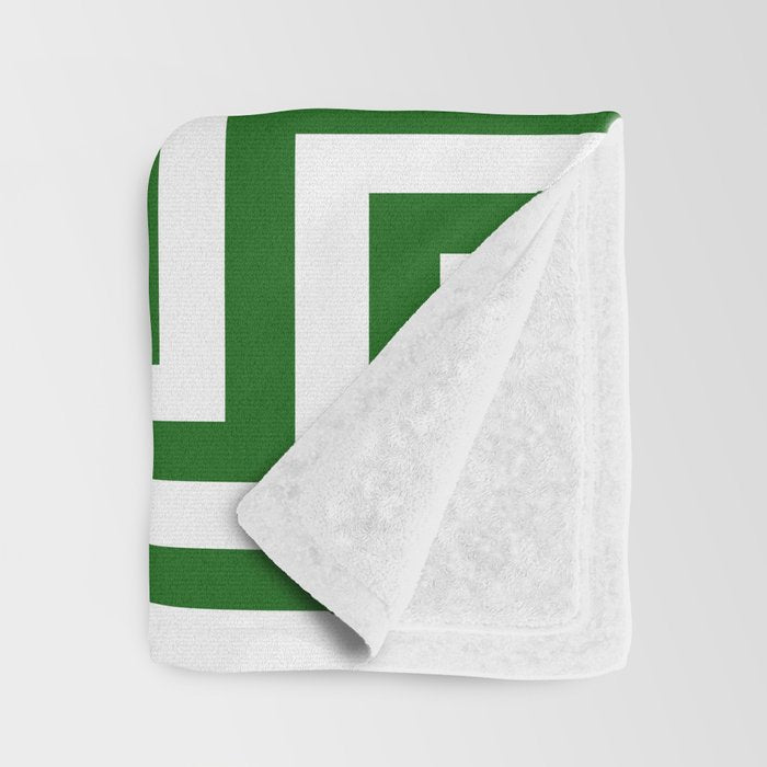 Dark Emerald Greek Key Throw Blanket Gallery Image 3