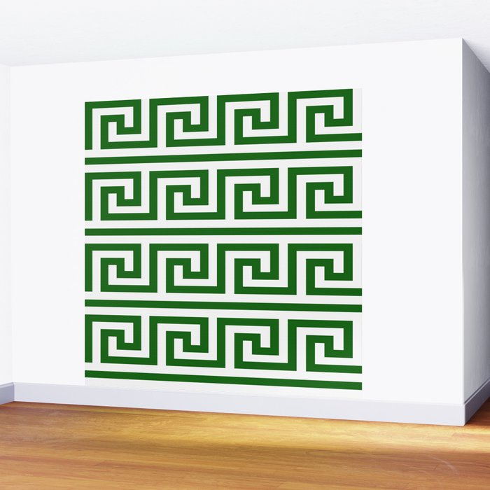 Dark Emerald Greek Key Wall Mural Gallery Image 2