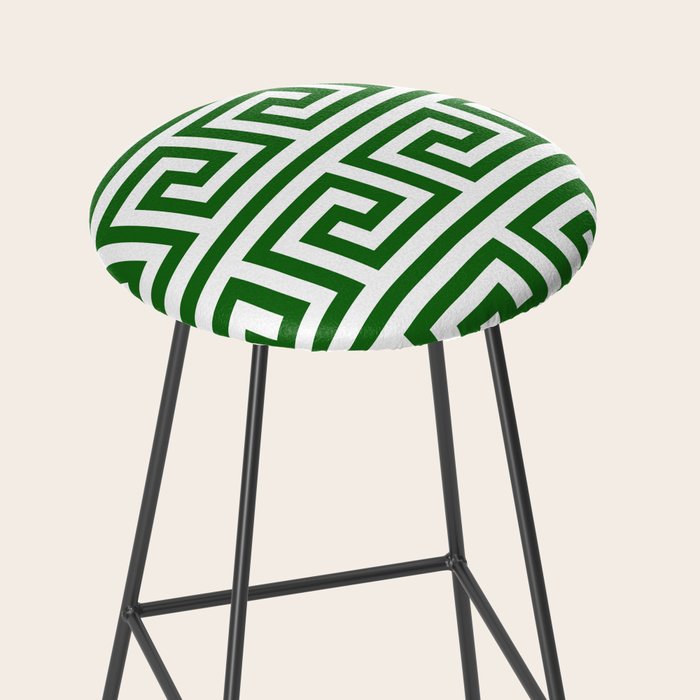 Dark Emerald Greek Key Stool Gallery Image 2