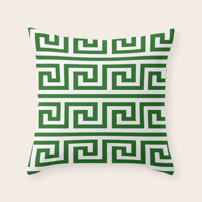 Dark Emerald Greek Key Throw Pillow Gallery Image 6