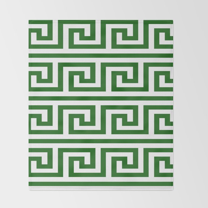 Dark Emerald Greek Key Throw Blanket Gallery Image 2