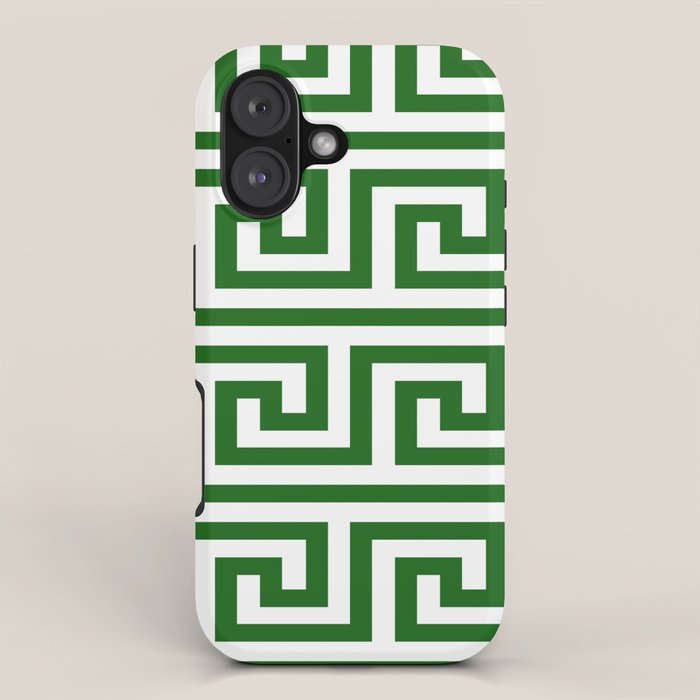 Dark Emerald Greek Key iPhone Case Gallery Image 1