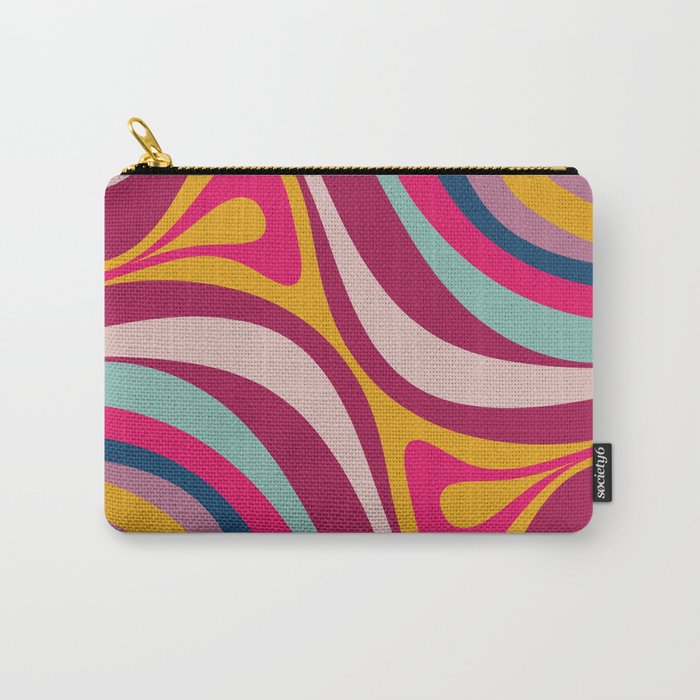 New Groove Colorful Retro Swirl Abstract Pattern Magenta Blue Aqua Pink Mustard Carry All Pouch Gallery Image 1