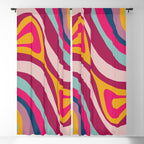 New Groove Colorful Retro Swirl Abstract Pattern Magenta Blue Aqua Pink Mustard Window Curtain Gallery Image 5