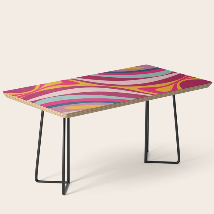 New Groove Colorful Retro Swirl Abstract Pattern Magenta Blue Aqua Pink Mustard Coffee Table Gallery Image 1
