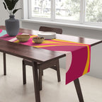 New Groove Colorful Retro Swirl Abstract Pattern Magenta Blue Aqua Pink Mustard Table Runner Gallery Image 2