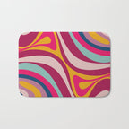 New Groove Colorful Retro Swirl Abstract Pattern Magenta Blue Aqua Pink Mustard Bath Mat Gallery Image 1