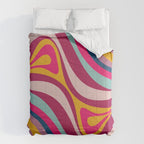 New Groove Colorful Retro Swirl Abstract Pattern Magenta Blue Aqua Pink Mustard Comforter Gallery Image 6