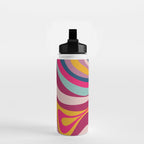 New Groove Colorful Retro Swirl Abstract Pattern Magenta Blue Aqua Pink Mustard Water Bottle Gallery Image 2