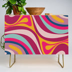 New Groove Colorful Retro Swirl Abstract Pattern Magenta Blue Aqua Pink Mustard Credenza Gallery Image 1