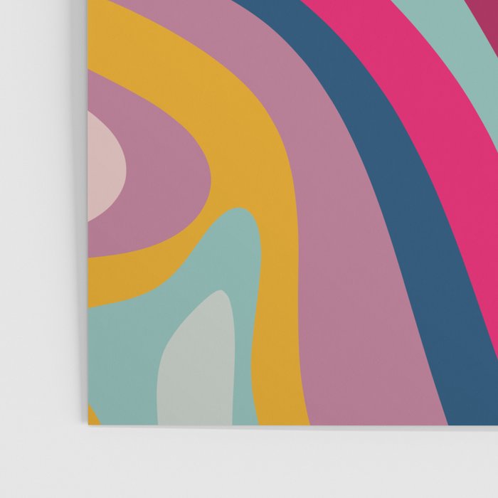 New Groove Colorful Retro Swirl Abstract Pattern Magenta Blue Aqua Pink Mustard Poster Gallery Image 3