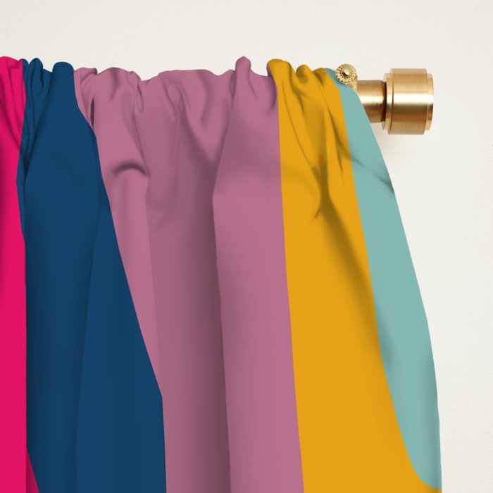 New Groove Colorful Retro Swirl Abstract Pattern Magenta Blue Aqua Pink Mustard Window Curtain Gallery Image 2