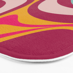New Groove Colorful Retro Swirl Abstract Pattern Magenta Blue Aqua Pink Mustard Bath Mat Gallery Image 3