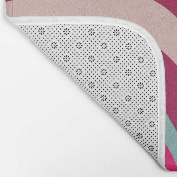 New Groove Colorful Retro Swirl Abstract Pattern Magenta Blue Aqua Pink Mustard Bath Mat Gallery Image 2