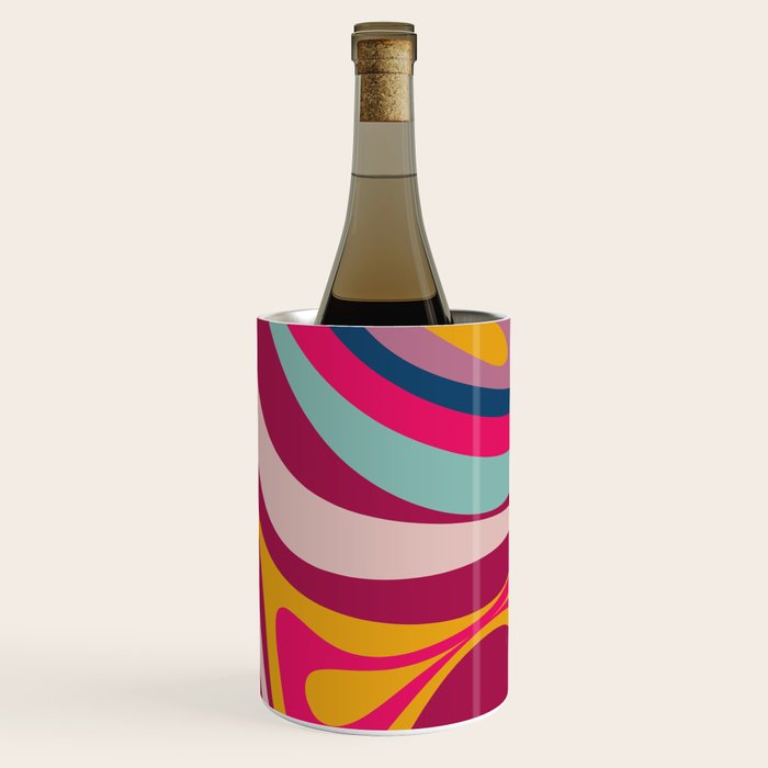 New Groove Colorful Retro Swirl Abstract Pattern Magenta Blue Aqua Pink Mustard Wine Chiller Gallery Image 3