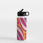 New Groove Colorful Retro Swirl Abstract Pattern Magenta Blue Aqua Pink Mustard Water Bottle Gallery Image 1
