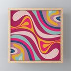 New Groove Colorful Retro Swirl Abstract Pattern Magenta Blue Aqua Pink Mustard Mini Art Print Gallery Image 1