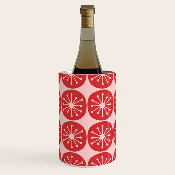 Atomic Age Mid Century Modern Retro Dots in Vintage Christmas Red and Pink Wine Chiller Gallery Image 1