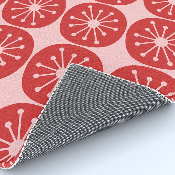 Atomic Age Mid Century Modern Retro Dots in Vintage Christmas Red and Pink Rug Gallery Image 4