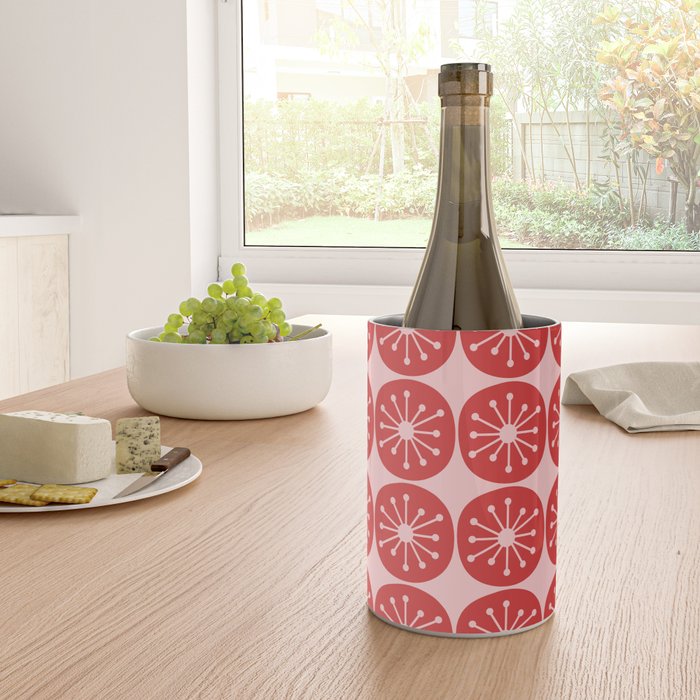 Atomic Age Mid Century Modern Retro Dots in Vintage Christmas Red and Pink Wine Chiller Gallery Image 4