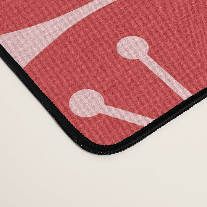 Atomic Age Mid Century Modern Retro Dots in Vintage Christmas Red and Pink Desk Mat Gallery Image 4