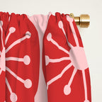 Atomic Age Mid Century Modern Retro Dots in Vintage Christmas Red and Pink Window Curtain Gallery Image 2