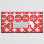 Atomic Age Mid Century Modern Retro Dots in Vintage Christmas Red and Pink Desk Mat Gallery Image 1