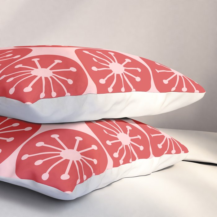 Atomic Age Mid Century Modern Retro Dots in Vintage Christmas Red and Pink Pillow Sham Gallery Image 3