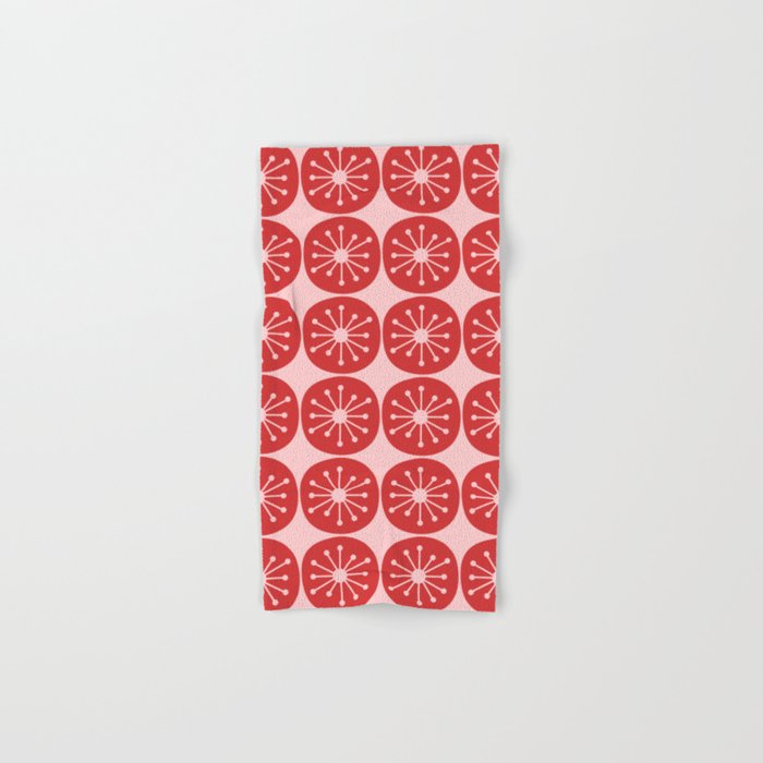 Atomic Age Mid Century Modern Retro Dots in Vintage Christmas Red and Pink Bath Towel Gallery Image 1