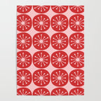 Atomic Age Mid Century Modern Retro Dots in Vintage Christmas Red and Pink Poster Gallery Image 4