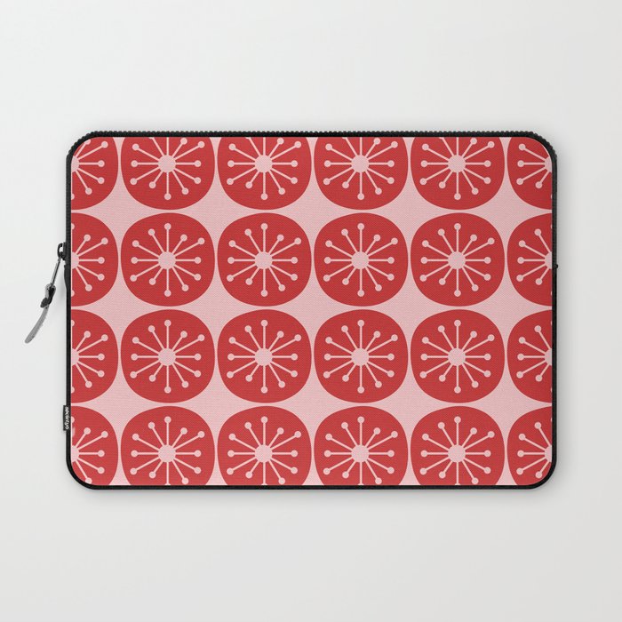Atomic Age Mid Century Modern Retro Dots in Vintage Christmas Red and Pink Laptop Sleeve Gallery Image 1