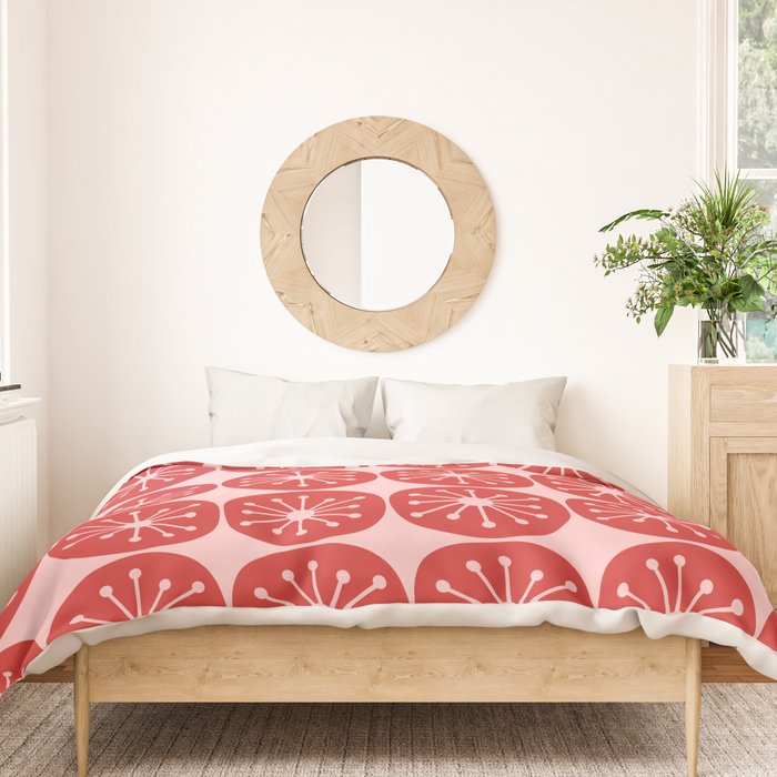 Atomic Age Mid Century Modern Retro Dots in Vintage Christmas Red and Pink Duvet Cover Gallery Image 3