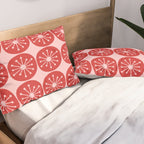 Atomic Age Mid Century Modern Retro Dots in Vintage Christmas Red and Pink Pillow Sham Gallery Image 2